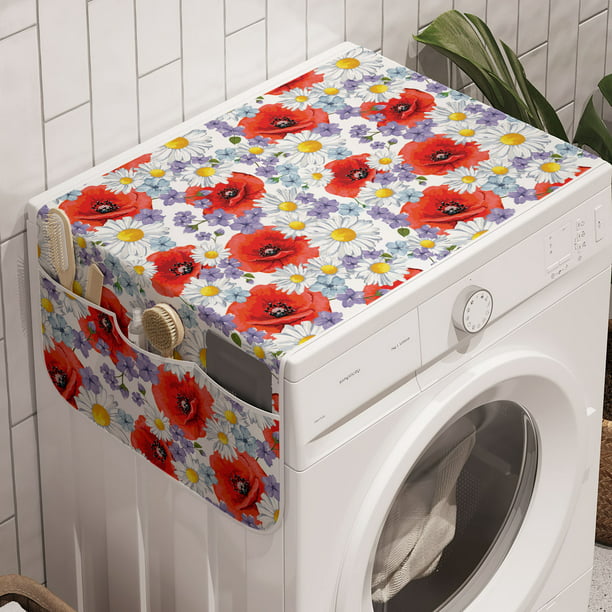 Ambesonne Botanic Form Washing Machine Organizer Cover for Washer Dryer 